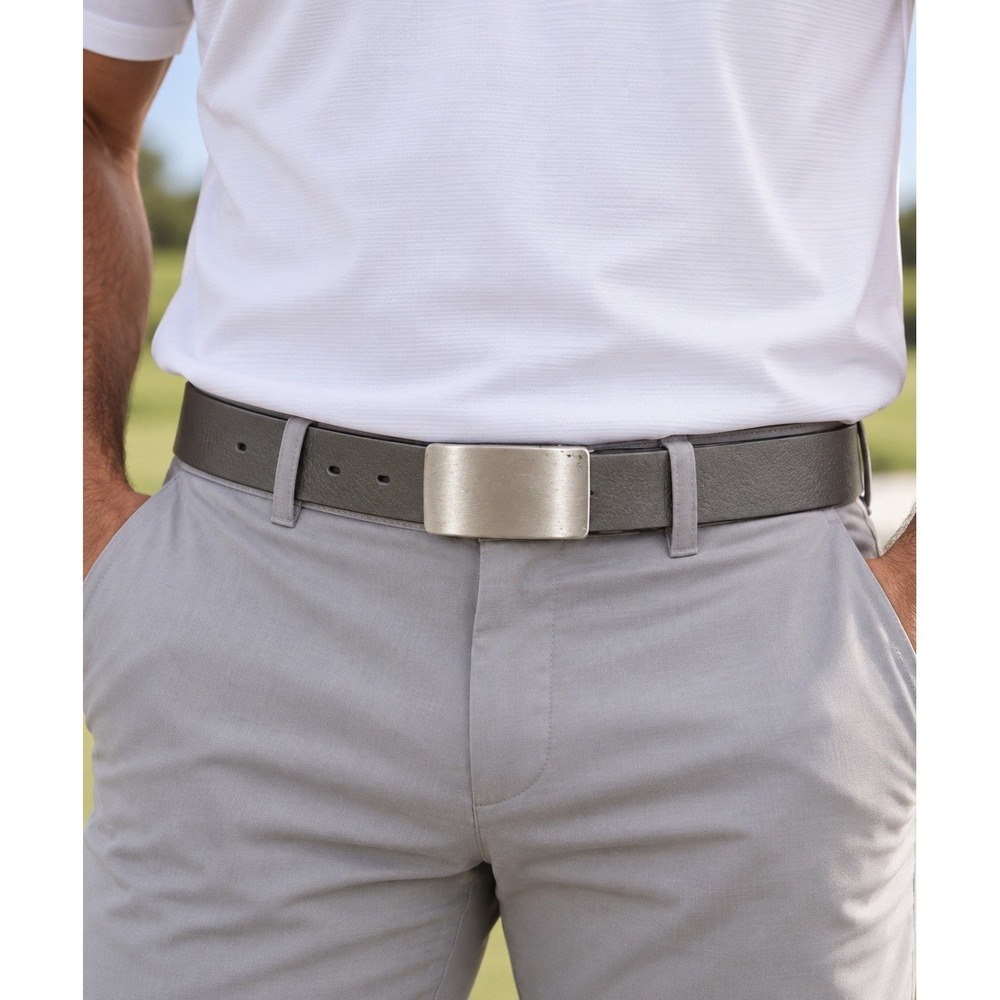 Glenayr Golf Belt Mens 30/75 Grey New Leather Plaque Buckle Made in Canada